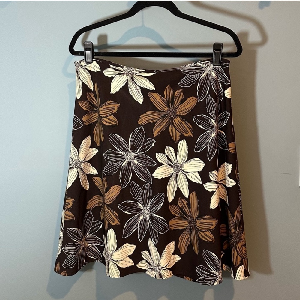 Old Navy A Line Midi Skirt in Brown Floral Print